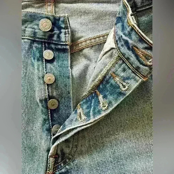 EB Denim Mini Skirt Light Wash Reclaimed Levi's Women's XS - Picture 11 of 13